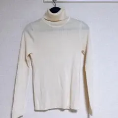 【GU】洗濯可能リブタートルネックセーター　長袖　S