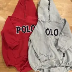 POLO パーカーロンパース・カバーオール 赤・ブルーグレー　70・80サイズ