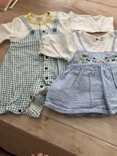 baby doll チェック柄ロンパース 70とトップスのセット
