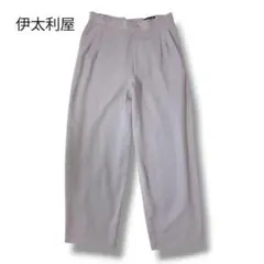 【伊太利屋】ビジュー付 ワイドパンツ 美脚 タック入り スラックス 上品 グレー