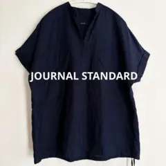 美品 ハードマンズリネンコットンフレンチスリーブスキッパーシャツ ネイビーのサムネイル