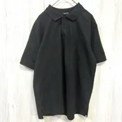 【美品】コムサイズム ポロシャツ L ブラック 刺繍ロゴ ストレッチ◎