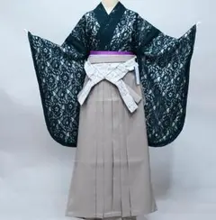 二尺袖 袴フルセット レース着物 レース紐袴 ショート 深緑 NO36259-4