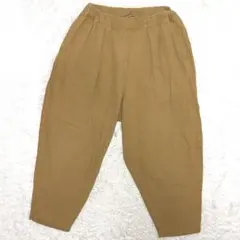 hagumu イージーパンツ バルーン リネン混 タックワイド ベージュ Fのサムネイル