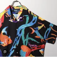 極美品 XL熱帯魚 レーヨン Caldwell ポロラルフローレン半袖開襟シャツ