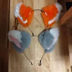 【2匹セット！！】狐耳　カチューシャ　プラチナギツネ　アカギツネ