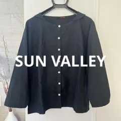 SUN VALLEY サンバレー 100%コットン セーラー襟シャツ M 黒