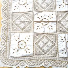 アンティークレース刺繍コットンテーブルクロス