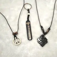 新品 ネックレス キーホルダー アジアン エスニック ウッド まとめ売り
