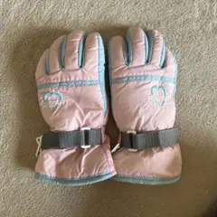 子供用スキーグローブ ピンクと水色 ハート刺繍