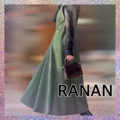 【美品】RANAN スエード調 サロペット スカート グリーン M 送料無料