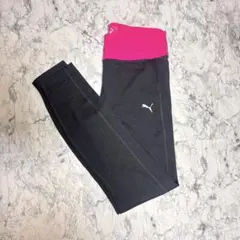 PUMA プーマ スポーツタイツ Sサイズ チャコールグレー×ピンク