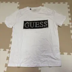 GUESS スパンコールロゴ Tシャツ ホワイト M