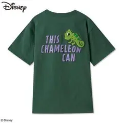 ディズニー　ラプンツェル　パスカル　サガラ　刺繍　半袖　Tシャツ　グリーン　L