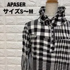 APASERチェック柄 ワイヤー入り襟 チュニックワンピース お洒落【2052】