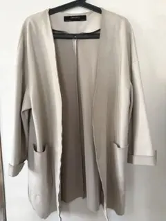 ZARA ザラ ベージュ スエード風　ノーカラーロングコートS 春