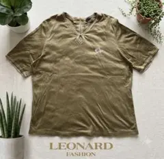 LEONARD FASHION レオナール Tシャツ カーキ 花刺繍 L 日本製のサムネイル