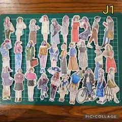 J1 海外 人物 女の子 お洒落 シール ステッカー コラージュ 30枚
