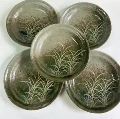 宗峰窯 金彩武蔵野 陶器 プレート 中皿 5客 美品