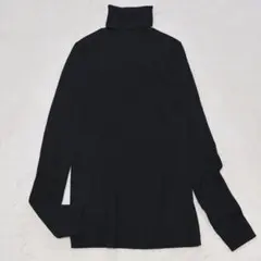 ユニクロ ウール100% リブ タートルネックニット 長袖 セーター L 黒