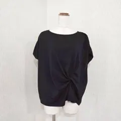 ユナイテッドアローズ グリーンレーベル 半袖ドレープブラウス ブラック シンプル