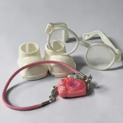 ラブブ着せ服用小物セット カメラ 眼鏡 靴 ホワイト ピンク