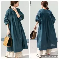 【美品】アーバンリサーチドアーズ　コットンボイルギャザーワンピース