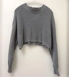 レピピアルマリオ　ダメージ加工　ショート丈ニット　Sサイズ