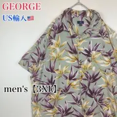 ●BA126【US輸入】ジョージ 半袖 アロハシャツmen's【3XL】のサムネイル