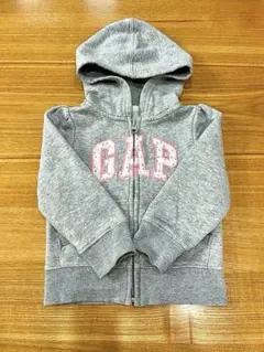 美品　babyGap フード付きグレーパーカー 裏起毛　90㎝