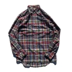 【60s】JCPenney マドラスチェック柄 長袖 ネルシャツ レッド 16