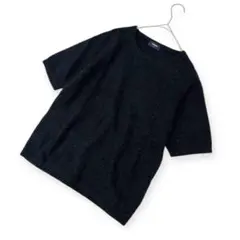 高級素材✨ユニクロ（L）アンゴラ混 半袖ニット チャコール きれいめ オフィス