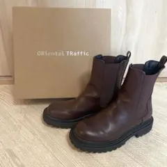 Oriental Traffic サイドゴアブーツ ブラウン レザー 厚底