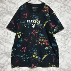 プレイボーイ　プリントTシャツ　ペイント風　ブラック　Lサイズのサムネイル