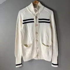 美品【Gap】コットン100% プレッピー スクールカーディガン (S)白ライン