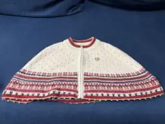 ベビー ニットポンチョ アイボリー 赤 青