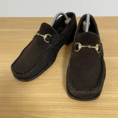美品 GUCCI グッチ スエード ホースビット ローファー 6B ラグソール