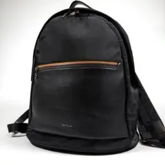 【美品】ポールスミス　リュック　ナイロン×レザー　マルチストライプ　ブラック