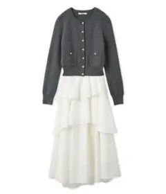 snidel Sustainableニットカーデ×ティアードスカートセット