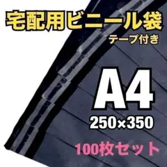 宅配ビニール袋 A4 100枚 黒 宅配袋 テープ付き 宅配用 宅急便 wjpy