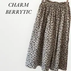 チャームベリーチック 美品 フレアスカート 花柄 【L】 ゆったり 大人可愛い