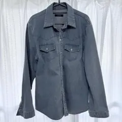 デニムシャツ 長袖 ポケット付き カジュアル メンズ　XXL