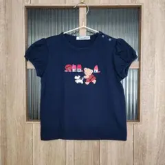 familiar ネイビー Tシャツ クマ刺繍 テリア おうち