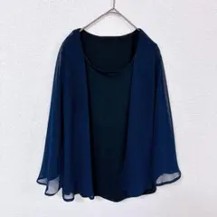 ルーニィー　ボレロ付ノースリーブカットソー　レディースM相当　黒色　ネイビー色のサムネイル