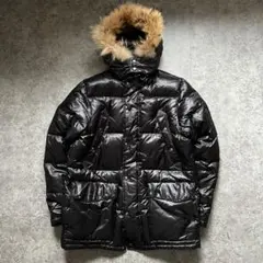【CAMP7】（M）ダウンジャケット 光沢 お兄系 ラクーンファー ブラック