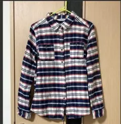 レディース チェック柄コットン100%シャツ 長袖.B.L.U.E