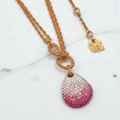 スワロフスキー 雫型 ラインストーン ネックレス ピンク