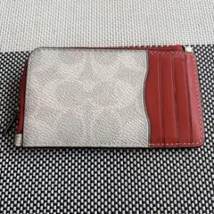 お値下げ中〜☆コーチカードコインケース ホワイトグレーオレンジ