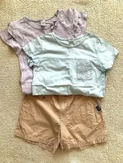 ノイユエイムべべ　Tシャツ・ハーフパンツ・ワンピース4点セット