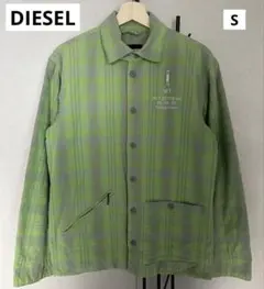 DIESELディーゼル ライトウエイトカバーオール ライムGR×灰色チェック S
